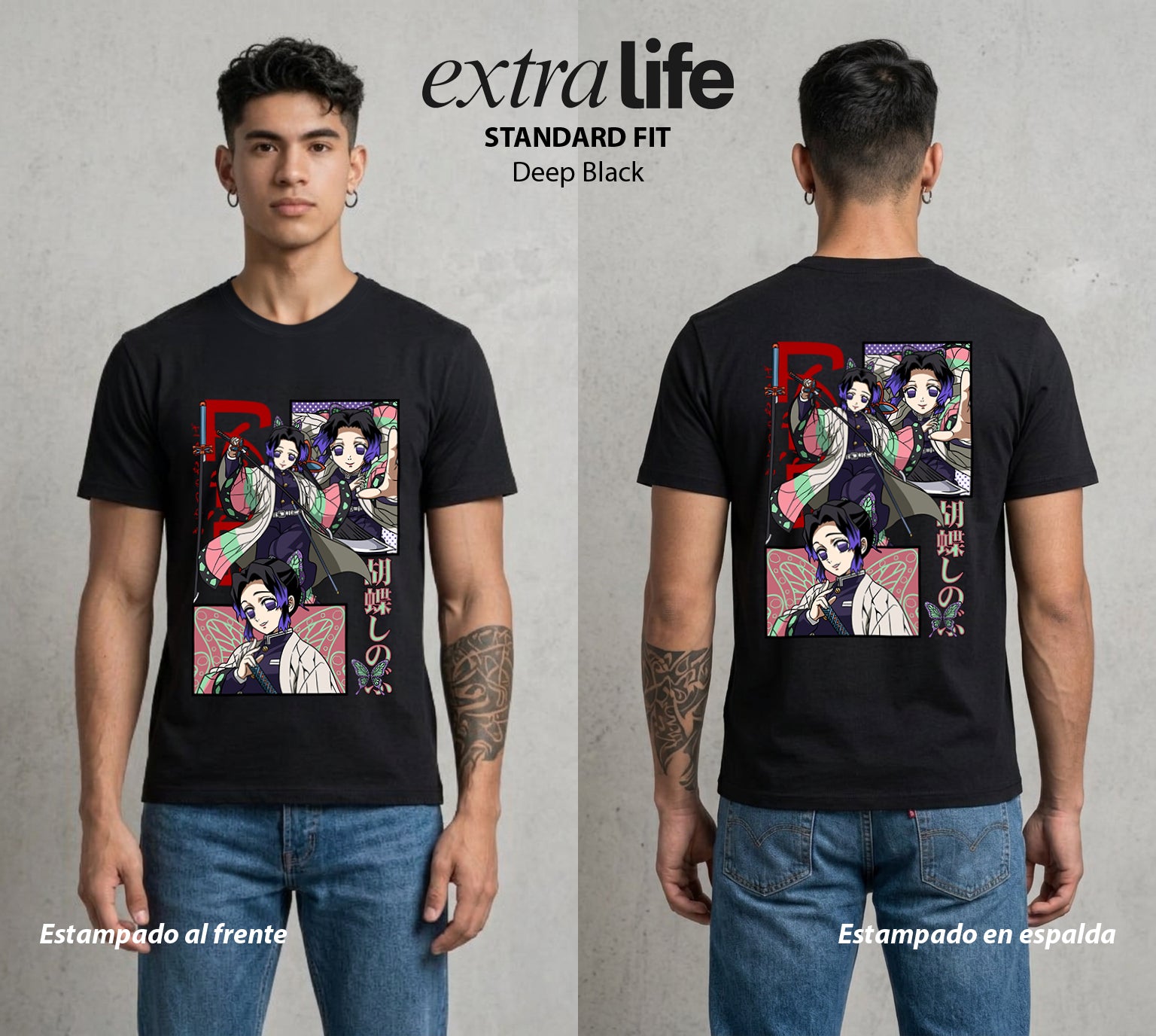 Cazadores de la Noche | Alas del Veneno #01191 - Playera Standard Fit | Deep Black - Foto en modelo