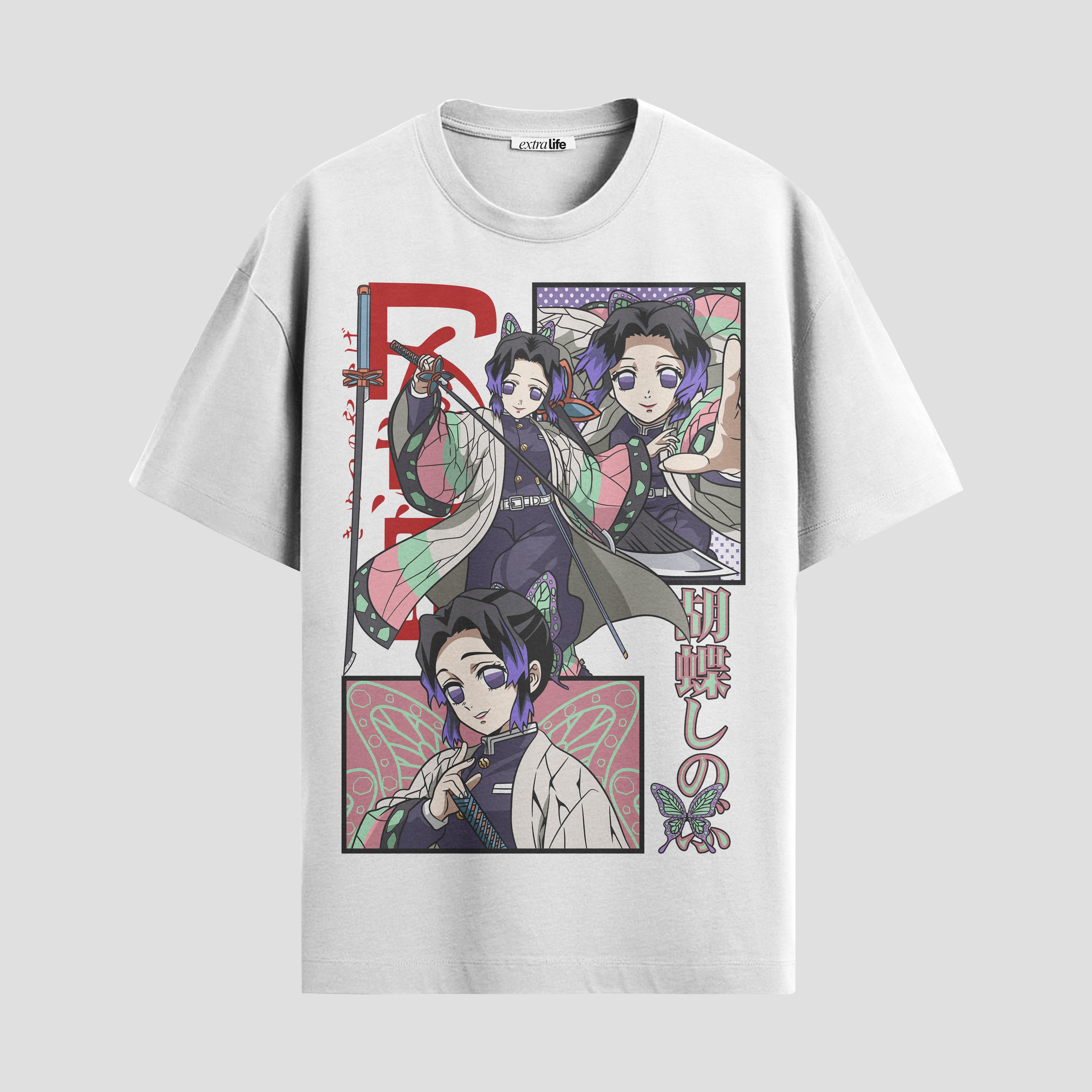 Playera urbana de anime y gaming ExtraLife MX, corte Standard Fit unisex ligero y transpirable en color Deep Black y Pure White, ropa de uso diario para gym y casual.