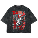 Playera streetwear premium de anime y gaming ExtraLife MX, corte boxy deluxe mineral wash heavyweight en color Acid Wash, moda urbana mexicana de culto.