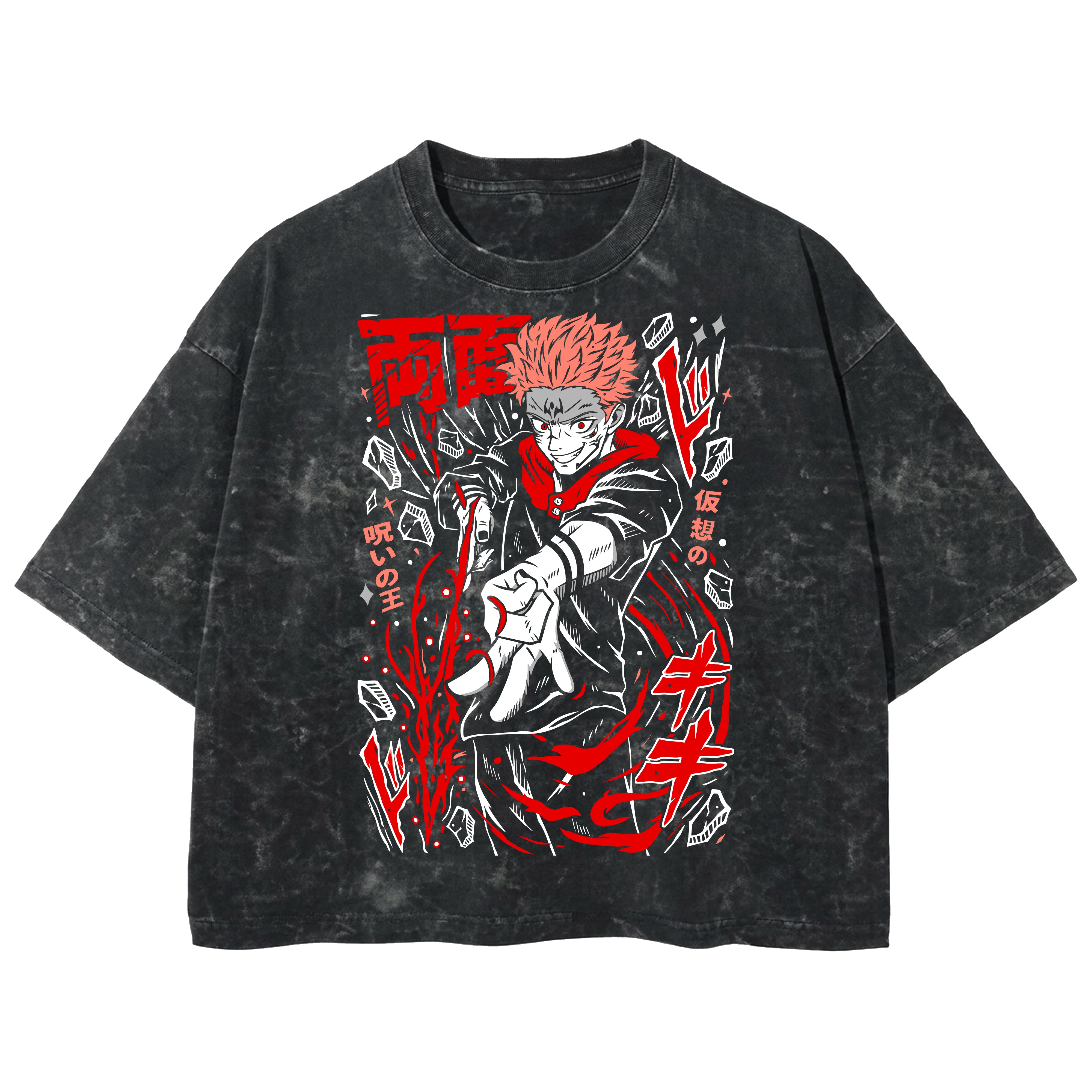 Playera streetwear premium de anime y gaming ExtraLife MX, corte boxy deluxe mineral wash heavyweight en color Acid Wash, moda urbana mexicana de culto.