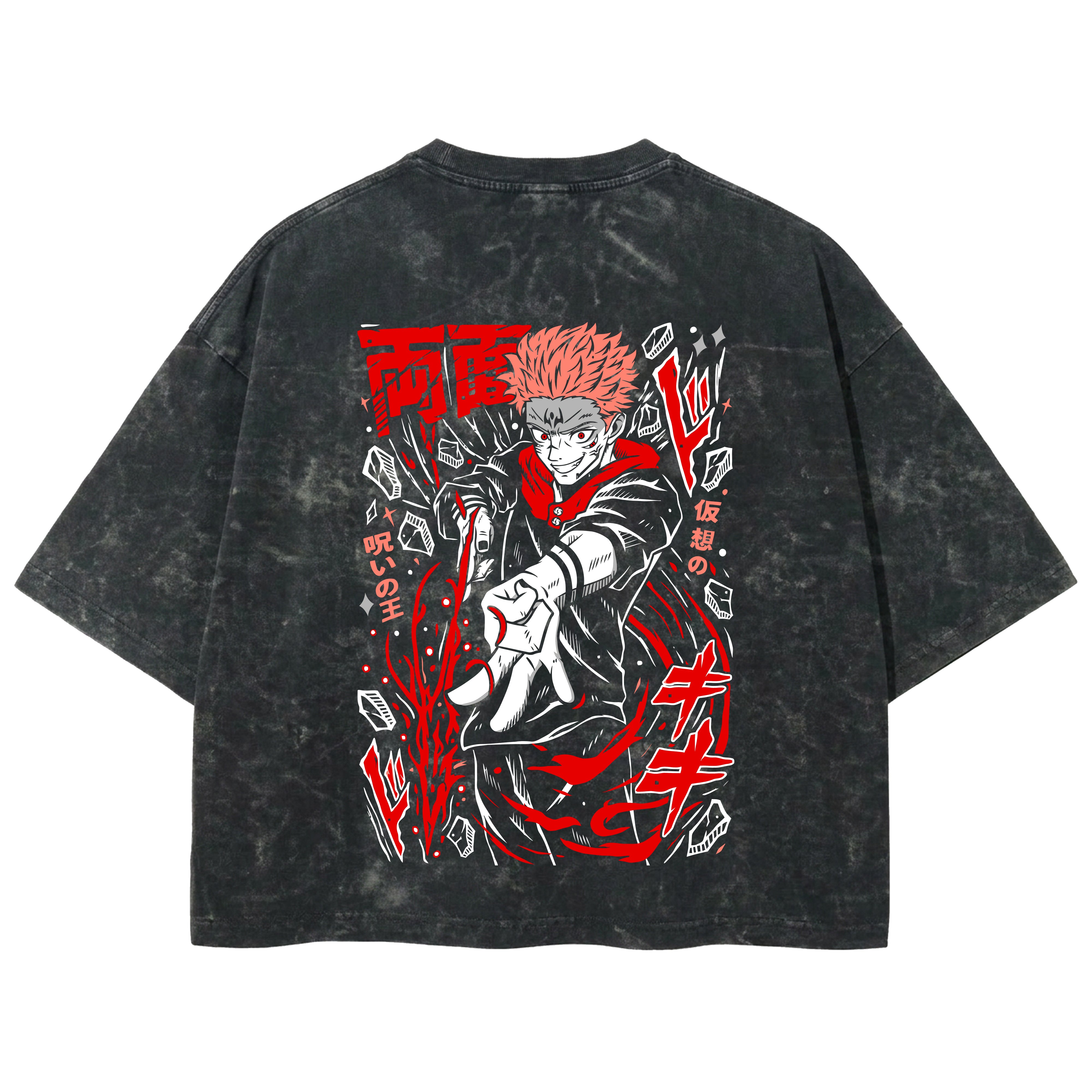 Playera streetwear premium de anime y gaming ExtraLife MX, corte boxy deluxe mineral wash heavyweight en color Acid Wash, moda urbana mexicana de culto.