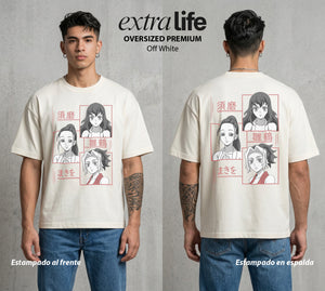 Cazadores de la Noche | La Kunoichi del Entretenimiento #01193 - Playera Oversized Premium | Off White - Foto en modelo