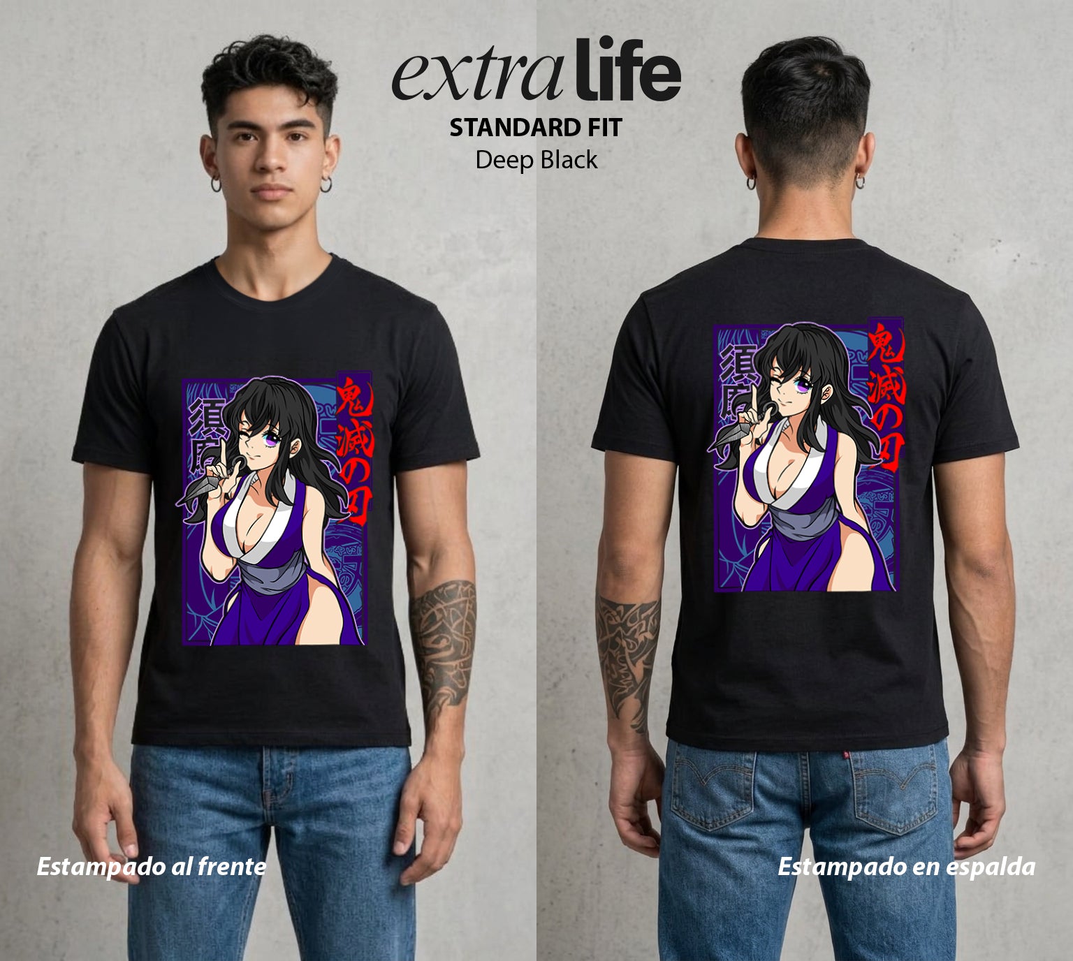 Cazadores de la Noche | La Kunoichi del Entretenimiento #01194 - Playera Standard Fit | Deep Black - Foto en modelo