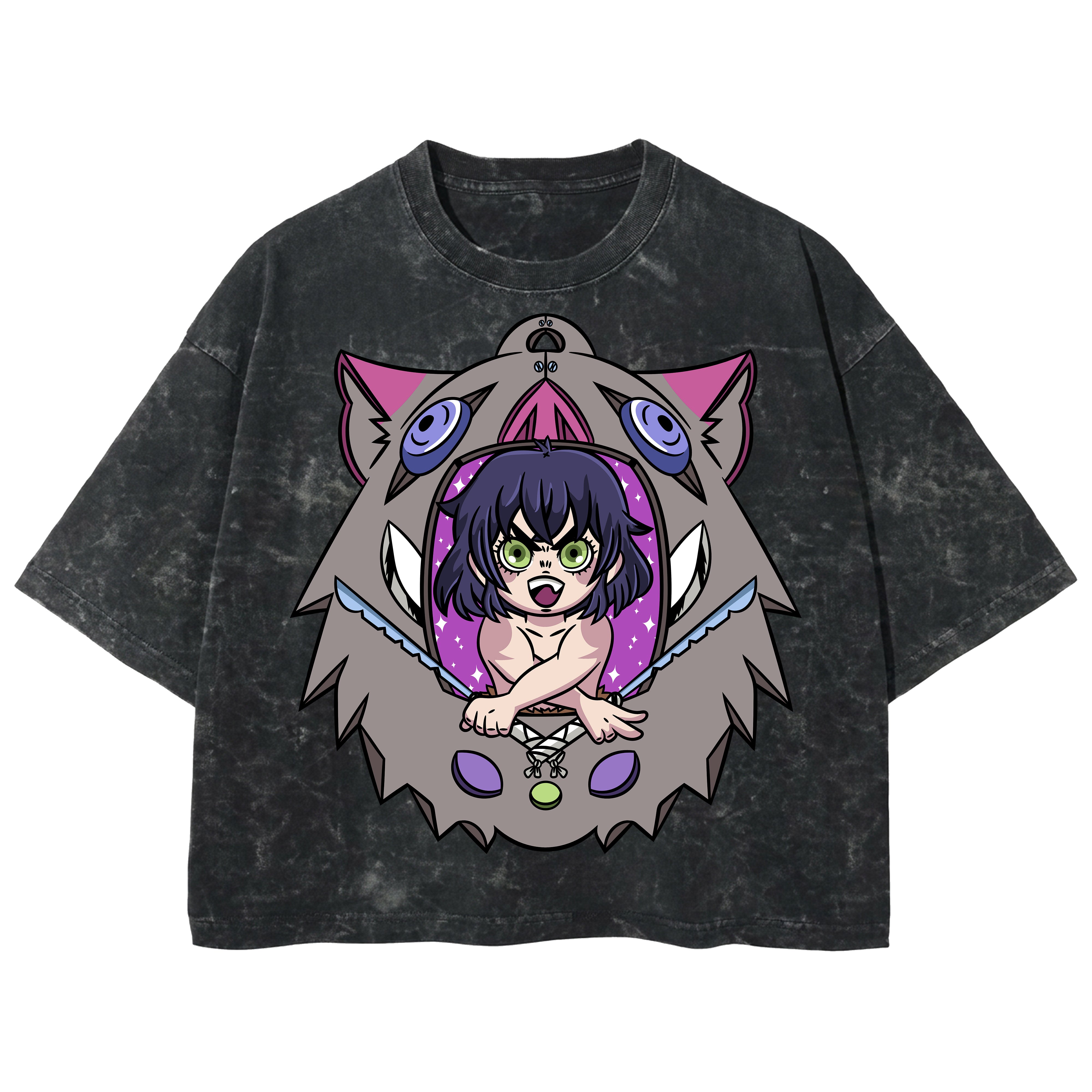 Playera streetwear premium de anime y gaming ExtraLife MX, corte boxy deluxe mineral wash heavyweight en color Acid Wash, moda urbana mexicana de culto.
