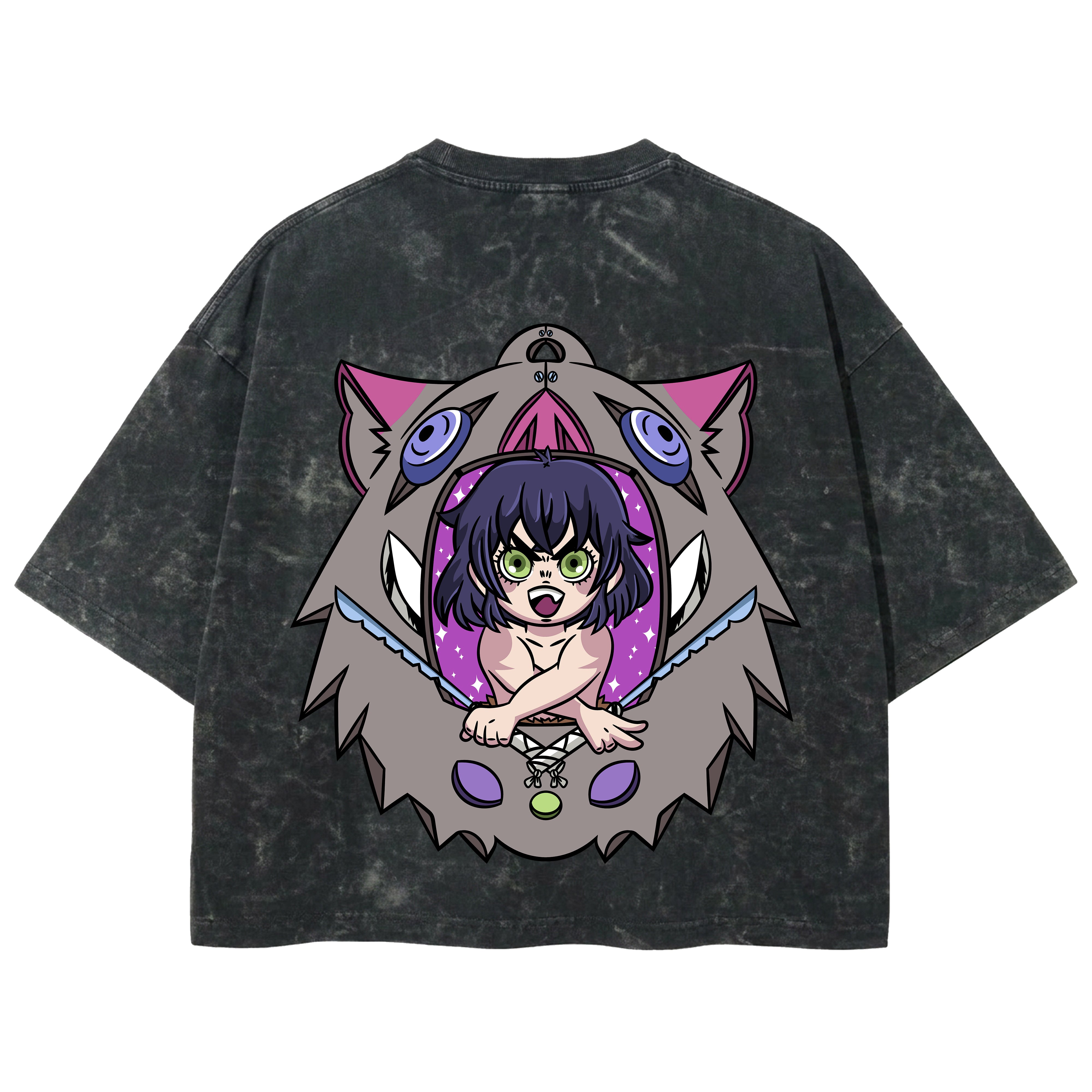 Playera streetwear premium de anime y gaming ExtraLife MX, corte boxy deluxe mineral wash heavyweight en color Acid Wash, moda urbana mexicana de culto.