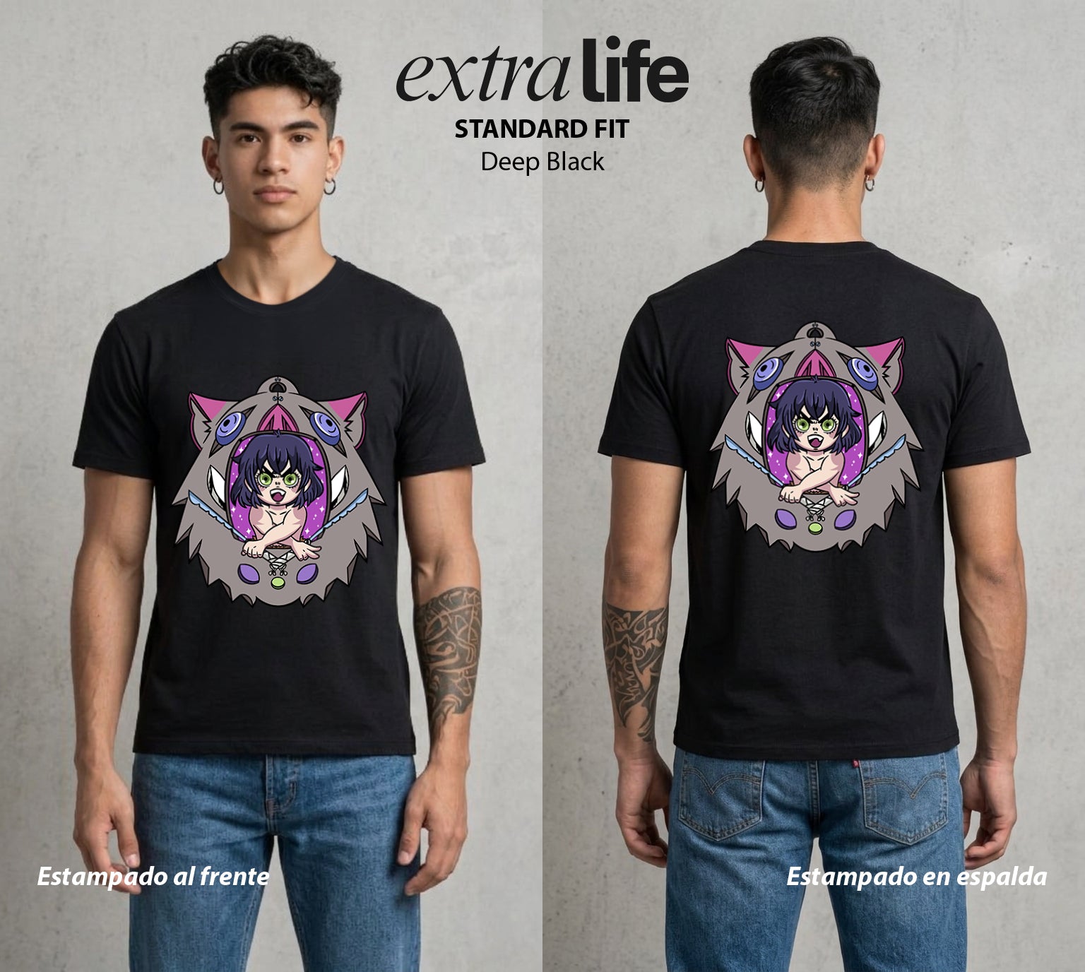 Cazadores de la Noche | El Jabalí del Monte Tamagotchi #01195 - Playera Standard Fit | Deep Black - Foto en modelo