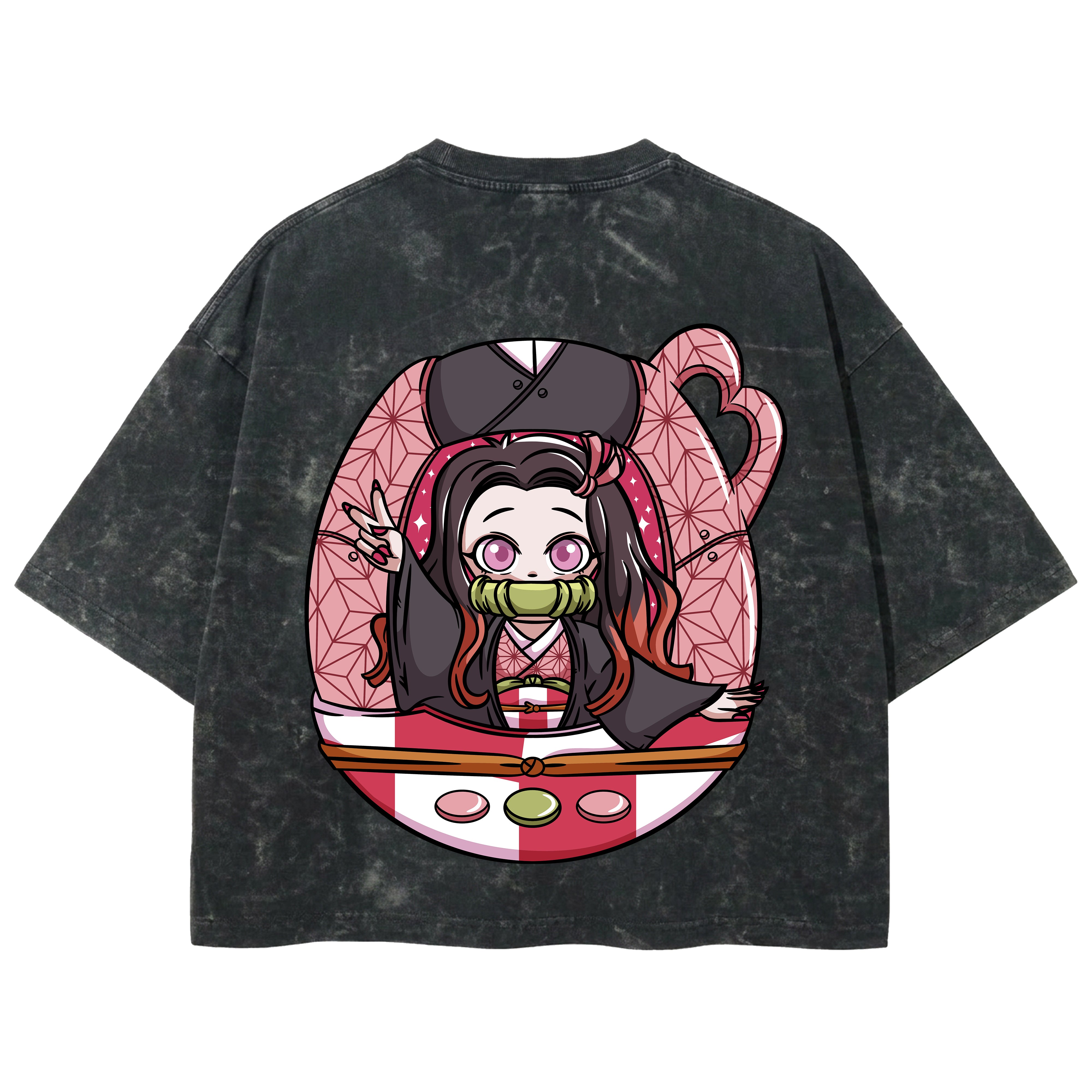 Playera streetwear premium de anime y gaming ExtraLife MX, corte boxy deluxe mineral wash heavyweight en color Acid Wash, moda urbana mexicana de culto.
