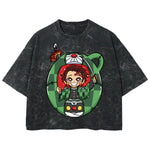 Playera streetwear premium de anime y gaming ExtraLife MX, corte boxy deluxe mineral wash heavyweight en color Acid Wash, moda urbana mexicana de culto.