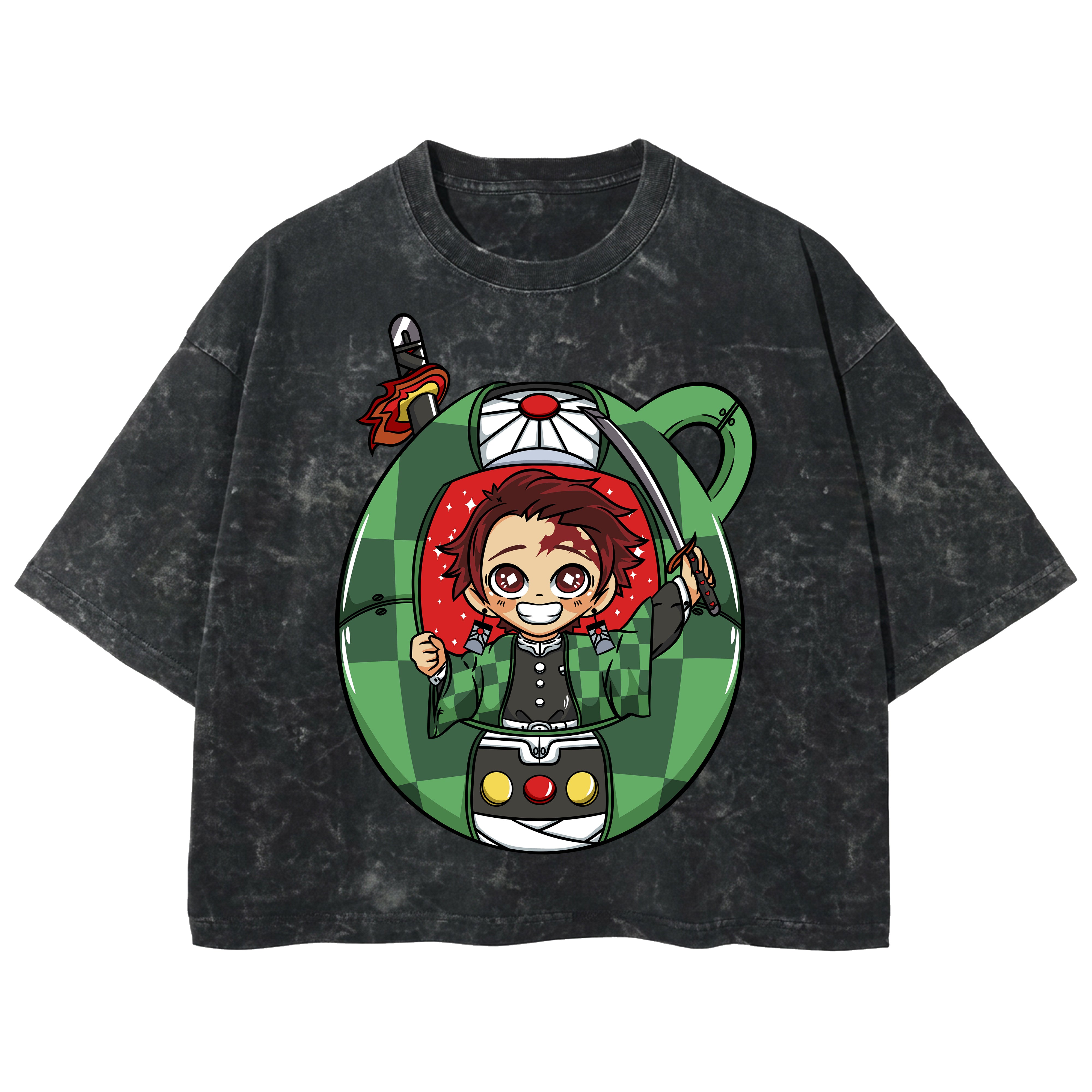 Playera streetwear premium de anime y gaming ExtraLife MX, corte boxy deluxe mineral wash heavyweight en color Acid Wash, moda urbana mexicana de culto.