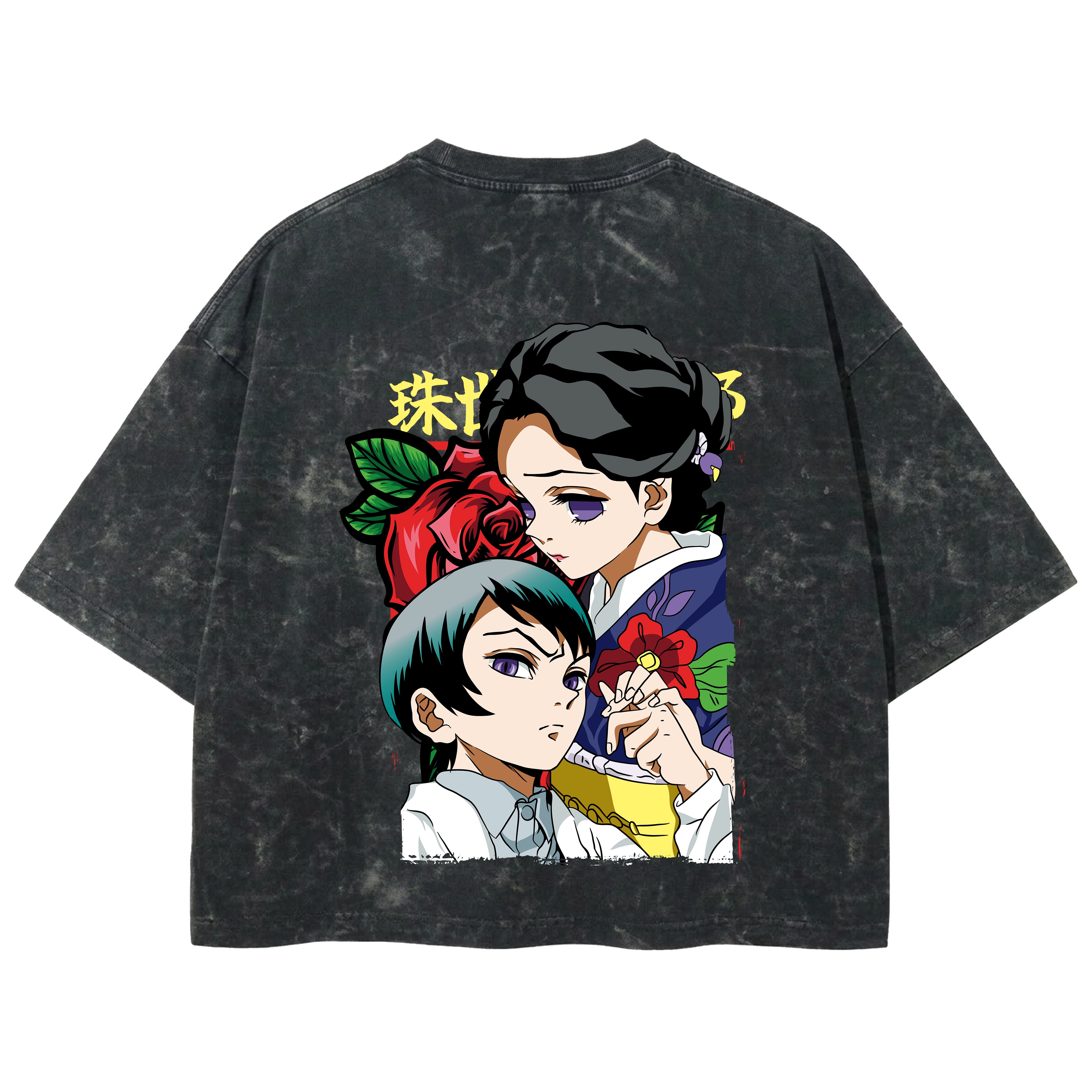 Playera streetwear premium de anime y gaming ExtraLife MX, corte boxy deluxe mineral wash heavyweight en color Acid Wash, moda urbana mexicana de culto.
