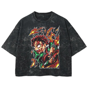 Playera streetwear premium de anime y gaming ExtraLife MX, corte boxy deluxe mineral wash heavyweight en color Acid Wash, moda urbana mexicana de culto.
