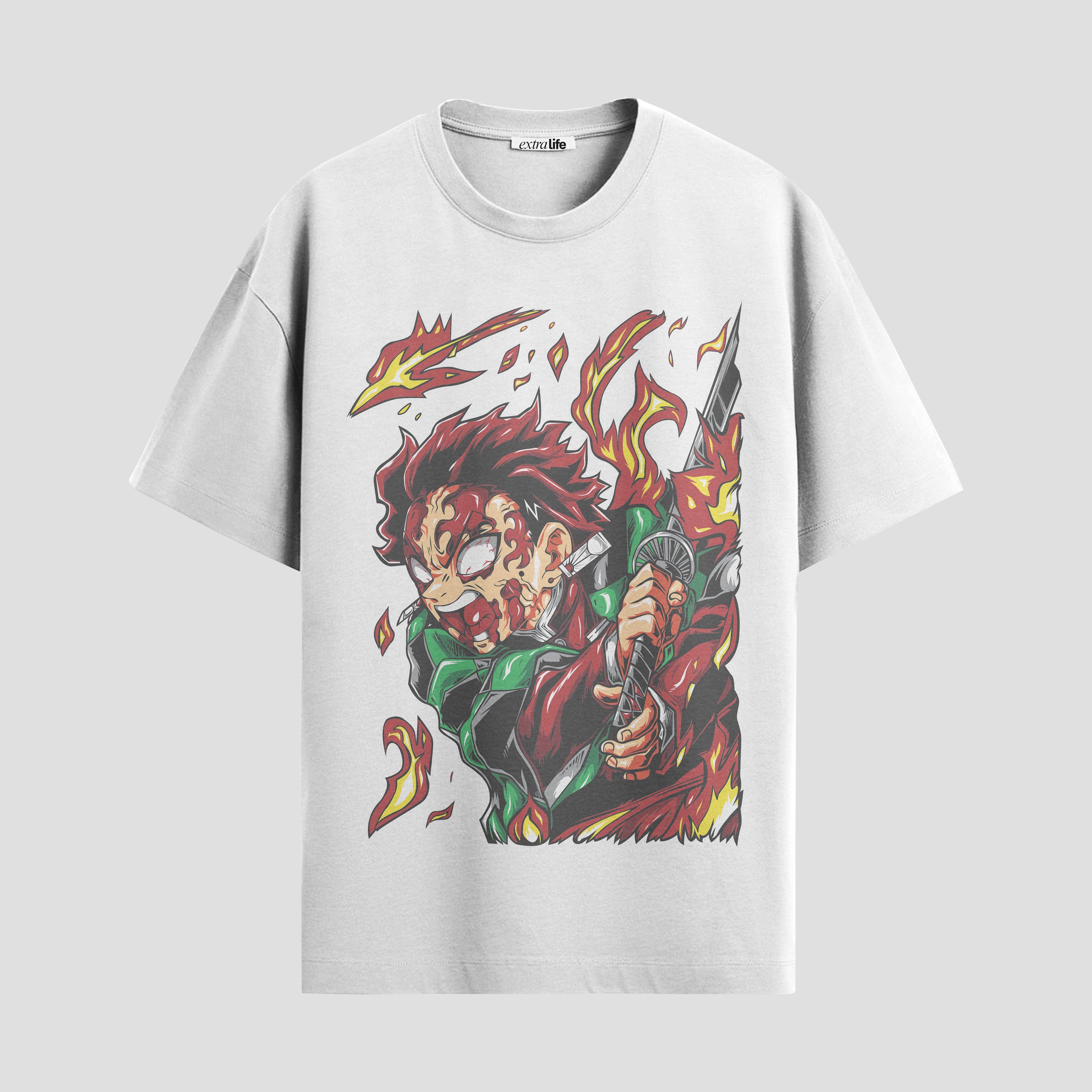 Playera urbana de anime y gaming ExtraLife MX, corte Standard Fit unisex ligero y transpirable en color Deep Black y Pure White, ropa de uso diario para gym y casual.