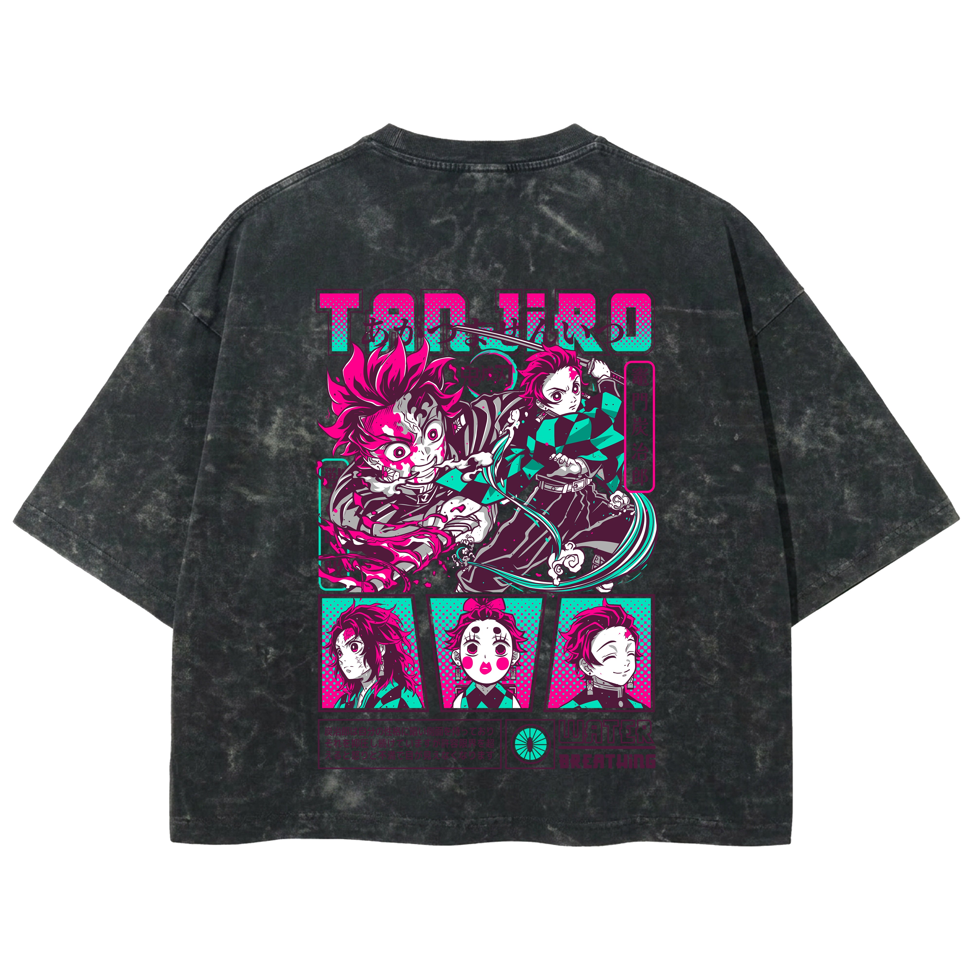 Playera streetwear premium de anime y gaming ExtraLife MX, corte boxy deluxe mineral wash heavyweight en color Acid Wash, moda urbana mexicana de culto.