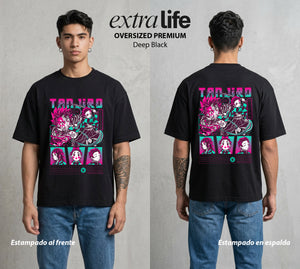 Cazadores de la Noche | Danza del Agua #01201 - Playera Oversized Premium | Deep Black - Foto en modelo