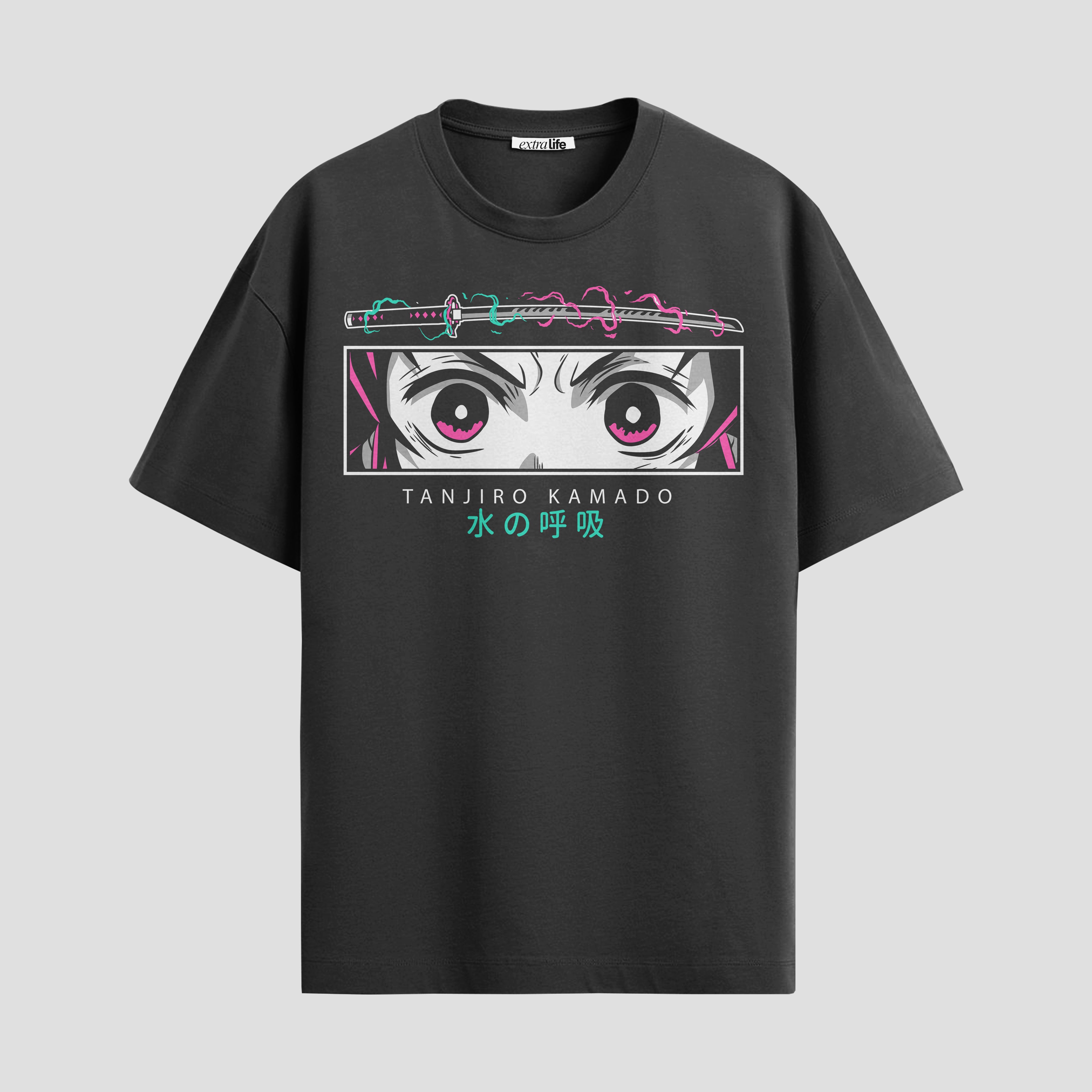 Playera urbana de anime y gaming ExtraLife MX, corte Standard Fit unisex ligero y transpirable en color Deep Black y Pure White, ropa de uso diario para gym y casual.