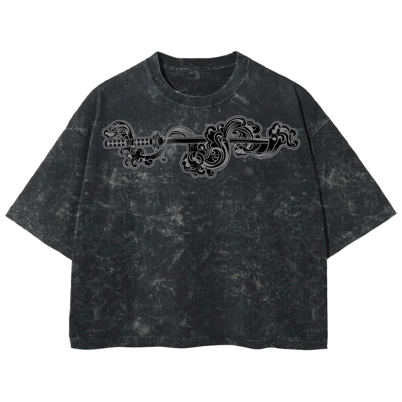 Playera streetwear premium de anime y gaming ExtraLife MX, corte boxy deluxe mineral wash heavyweight en color Acid Wash, moda urbana mexicana de culto.
