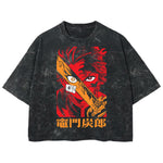 Playera streetwear premium de anime y gaming ExtraLife MX, corte boxy deluxe mineral wash heavyweight en color Acid Wash, moda urbana mexicana de culto.