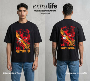 Cazadores de la Noche | Respiracion del Agua #01205 - Playera Oversized Premium | Deep Black - Foto en modelo