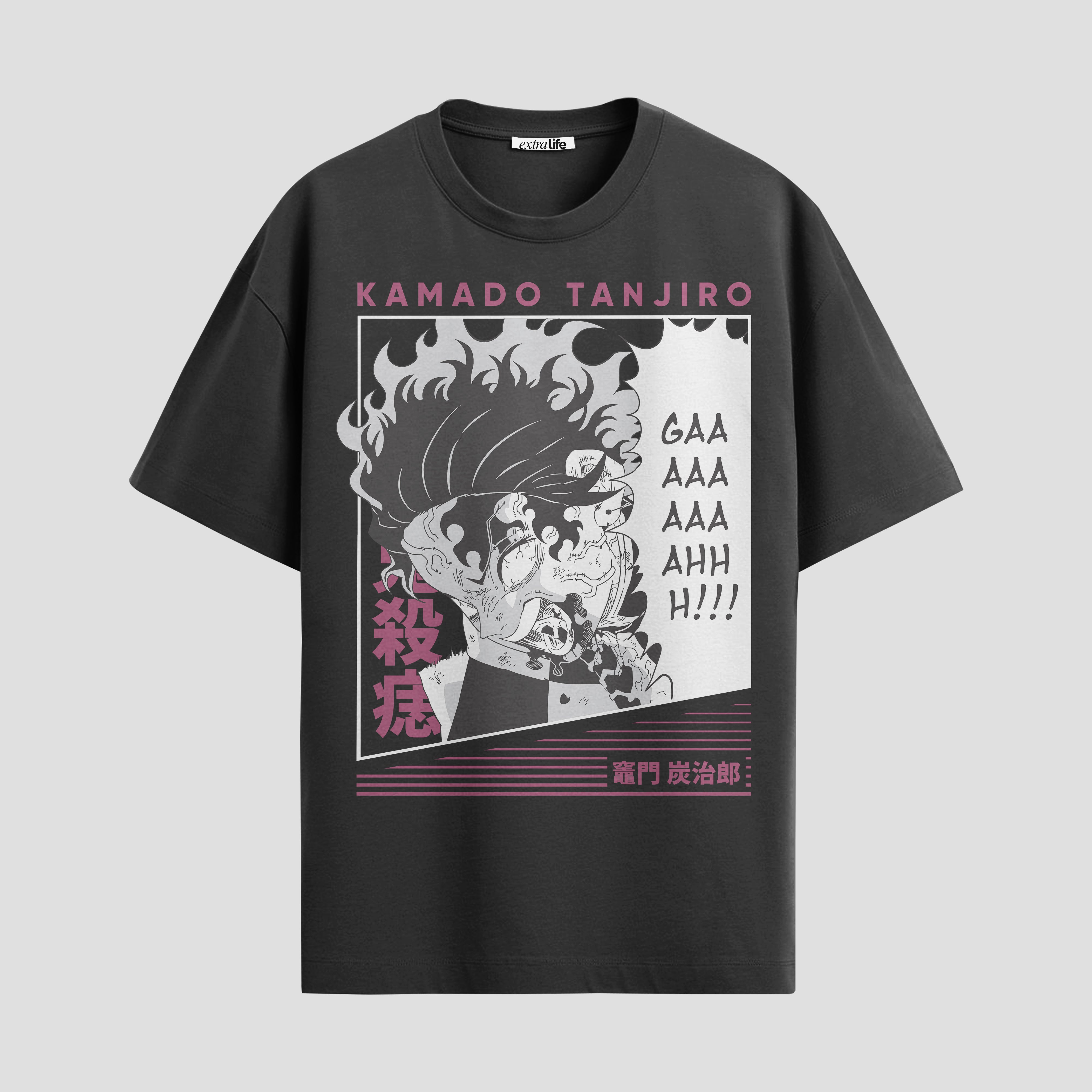 Playera urbana de anime y gaming ExtraLife MX, corte Standard Fit unisex ligero y transpirable en color Deep Black y Pure White, ropa de uso diario para gym y casual.