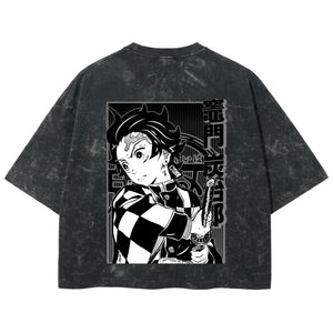 Playera streetwear premium de anime y gaming ExtraLife MX, corte boxy deluxe mineral wash heavyweight en color Acid Wash, moda urbana mexicana de culto.
