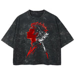 Playera streetwear premium de anime y gaming ExtraLife MX, corte boxy deluxe mineral wash heavyweight en color Acid Wash, moda urbana mexicana de culto.