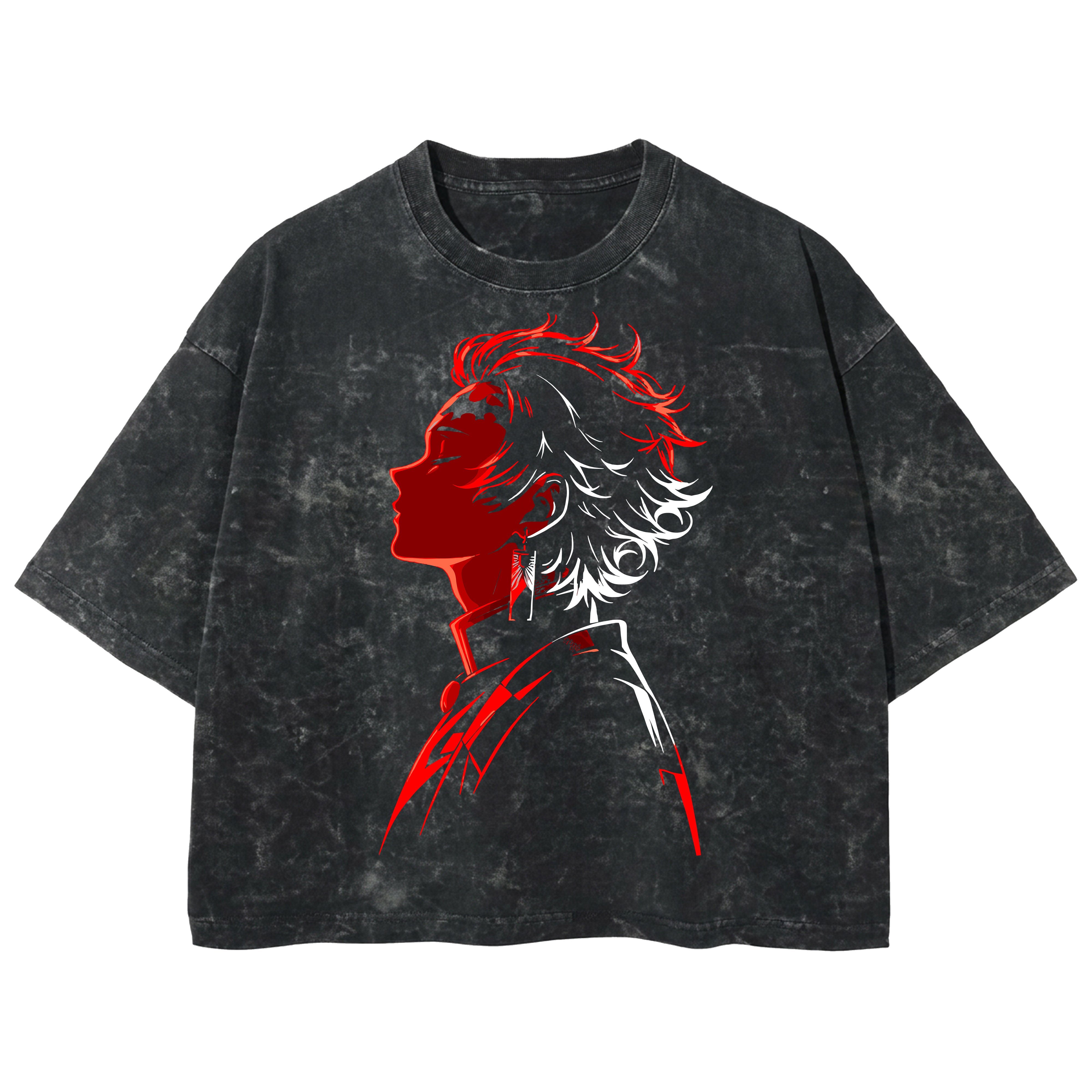 Playera streetwear premium de anime y gaming ExtraLife MX, corte boxy deluxe mineral wash heavyweight en color Acid Wash, moda urbana mexicana de culto.