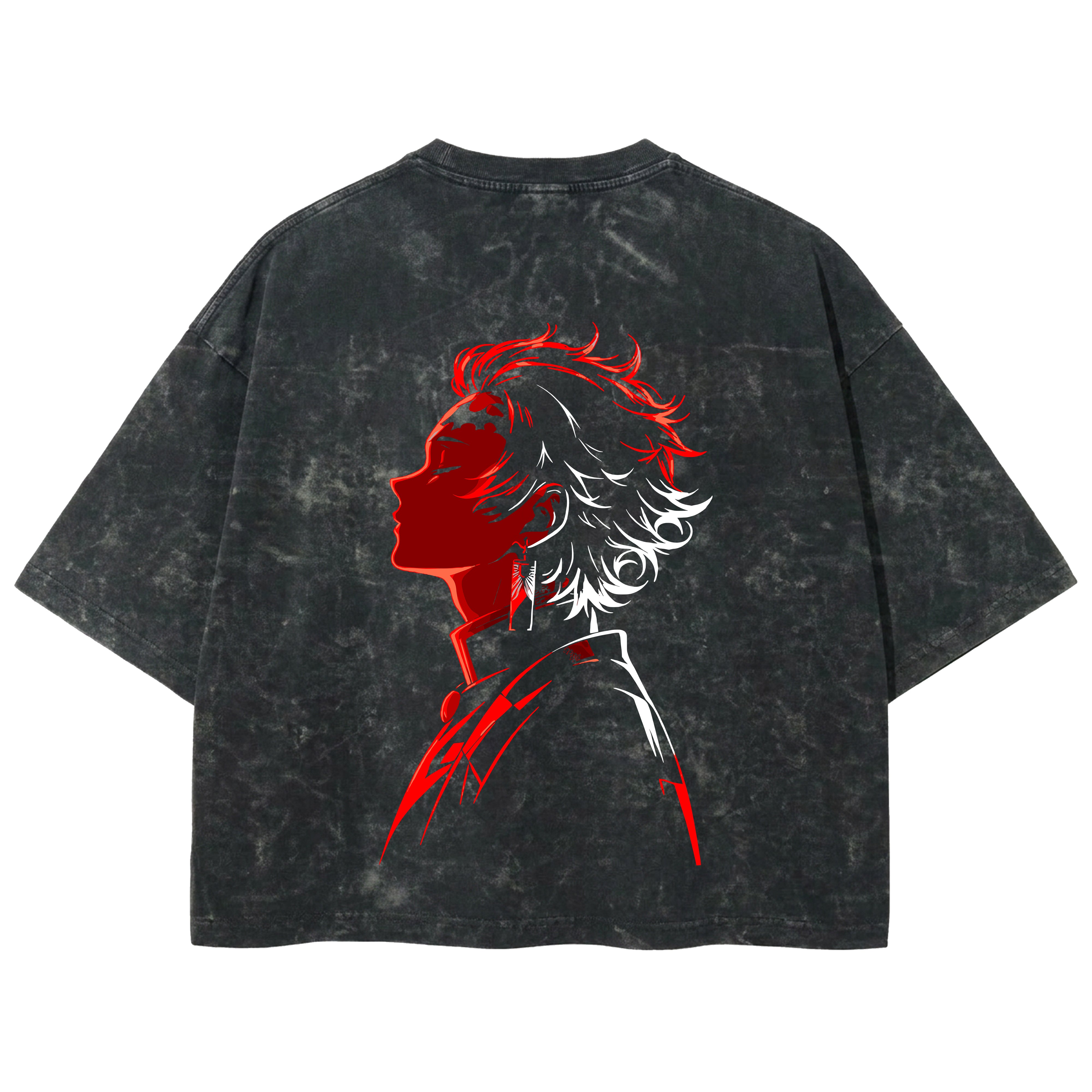 Playera streetwear premium de anime y gaming ExtraLife MX, corte boxy deluxe mineral wash heavyweight en color Acid Wash, moda urbana mexicana de culto.