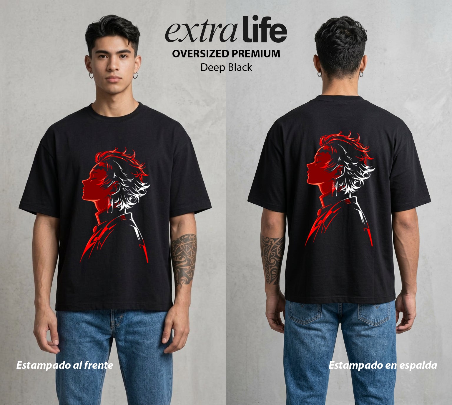 Cazadores de la Noche | El Nariz Sensible #01210 - Playera Oversized Premium | Deep Black - Foto en modelo