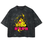 Playera streetwear premium de anime y gaming ExtraLife MX, corte boxy deluxe mineral wash heavyweight en color Acid Wash, moda urbana mexicana de culto.