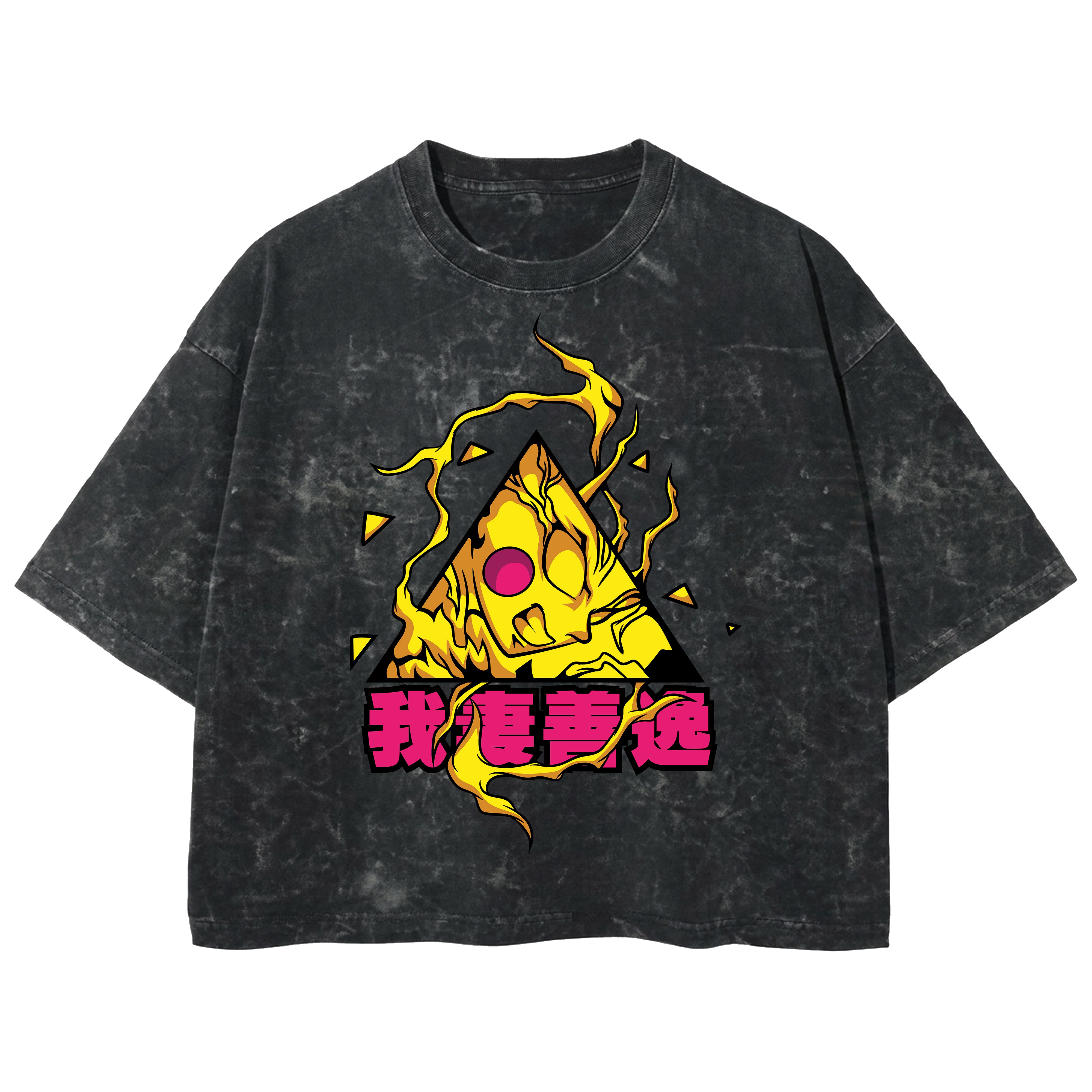 Playera streetwear premium de anime y gaming ExtraLife MX, corte boxy deluxe mineral wash heavyweight en color Acid Wash, moda urbana mexicana de culto.