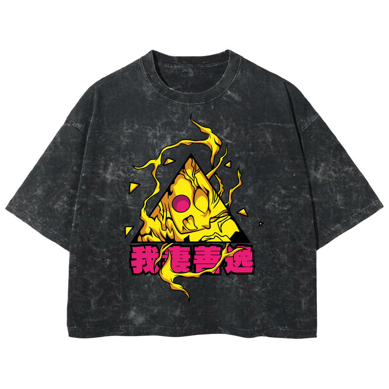 Playera streetwear premium de anime y gaming ExtraLife MX, corte boxy deluxe mineral wash heavyweight en color Acid Wash, moda urbana mexicana de culto.