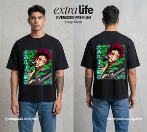 Cazadores de la Noche | Respiracion del Agua #01213 - Playera Oversized Premium | Deep Black - Foto en modelo