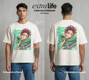 Cazadores de la Noche | Respiracion del Agua #01213 - Playera Oversized Premium | Off White - Foto en modelo