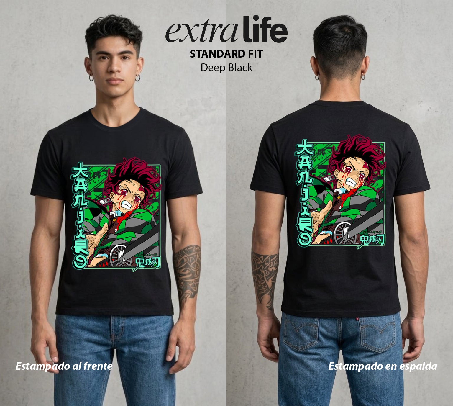 Cazadores de la Noche | Respiracion del Agua #01213 - Playera Standard Fit | Deep Black - Foto en modelo