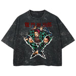 Playera streetwear premium de anime y gaming ExtraLife MX, corte boxy deluxe mineral wash heavyweight en color Acid Wash, moda urbana mexicana de culto.