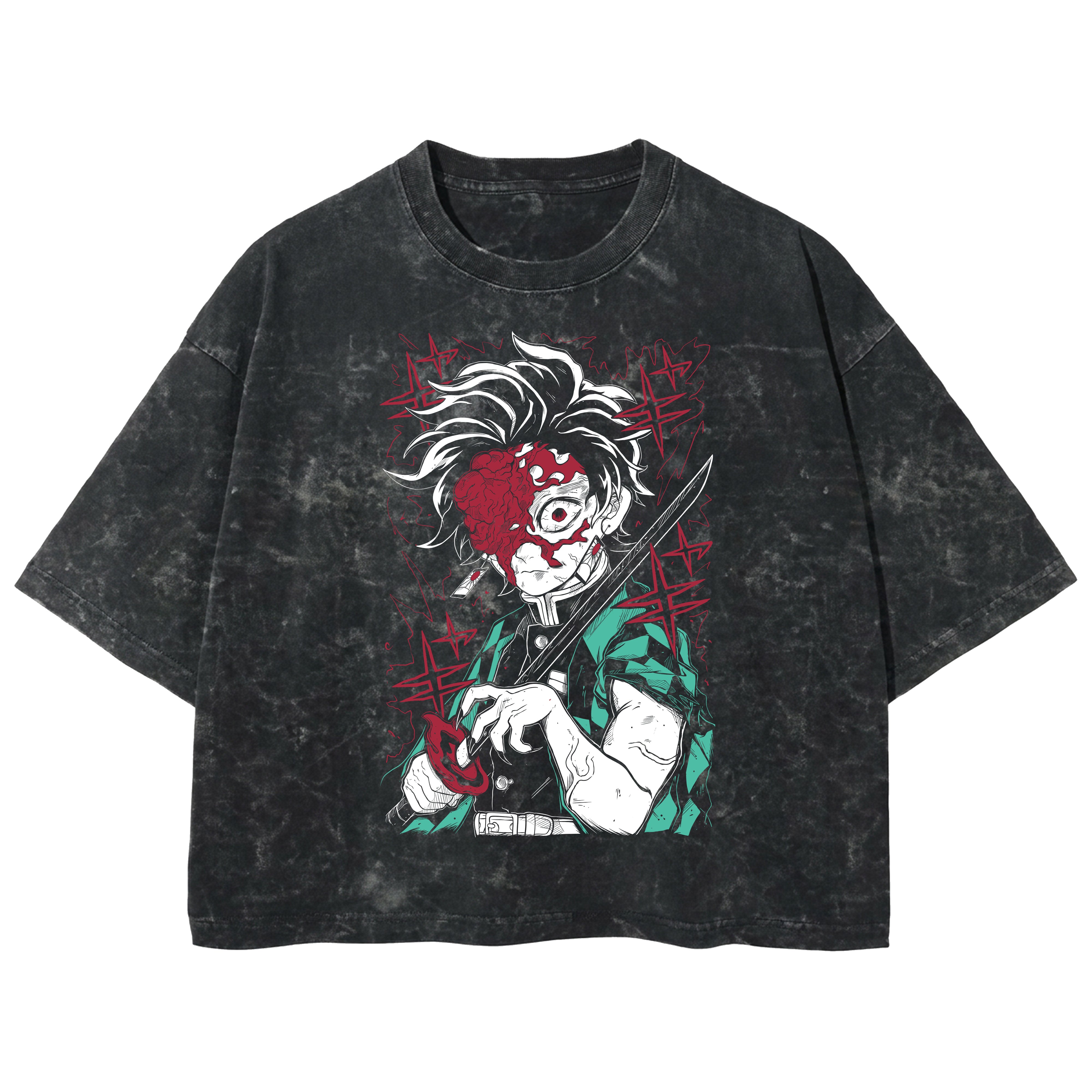 Playera streetwear premium de anime y gaming ExtraLife MX, corte boxy deluxe mineral wash heavyweight en color Acid Wash, moda urbana mexicana de culto.