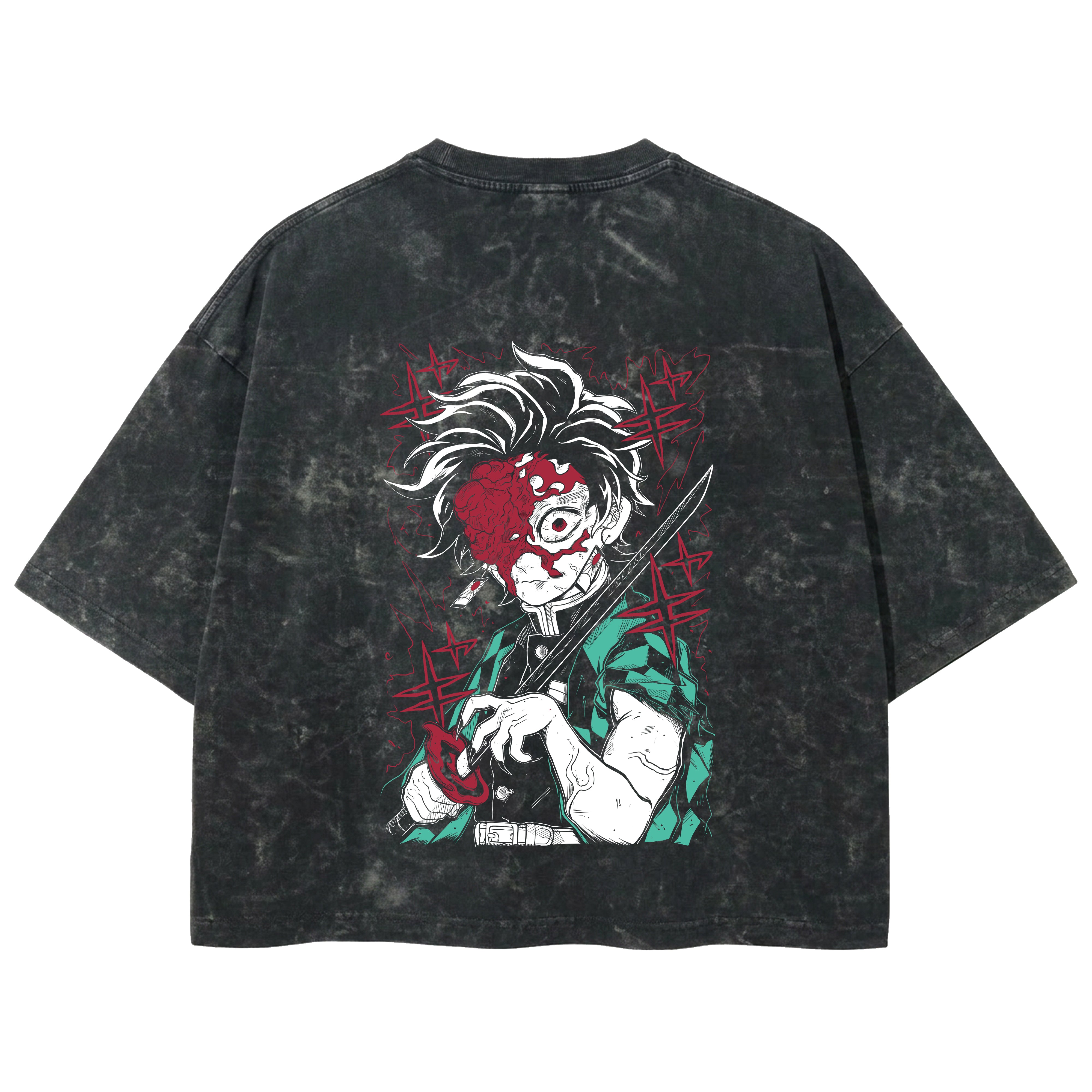 Playera streetwear premium de anime y gaming ExtraLife MX, corte boxy deluxe mineral wash heavyweight en color Acid Wash, moda urbana mexicana de culto.