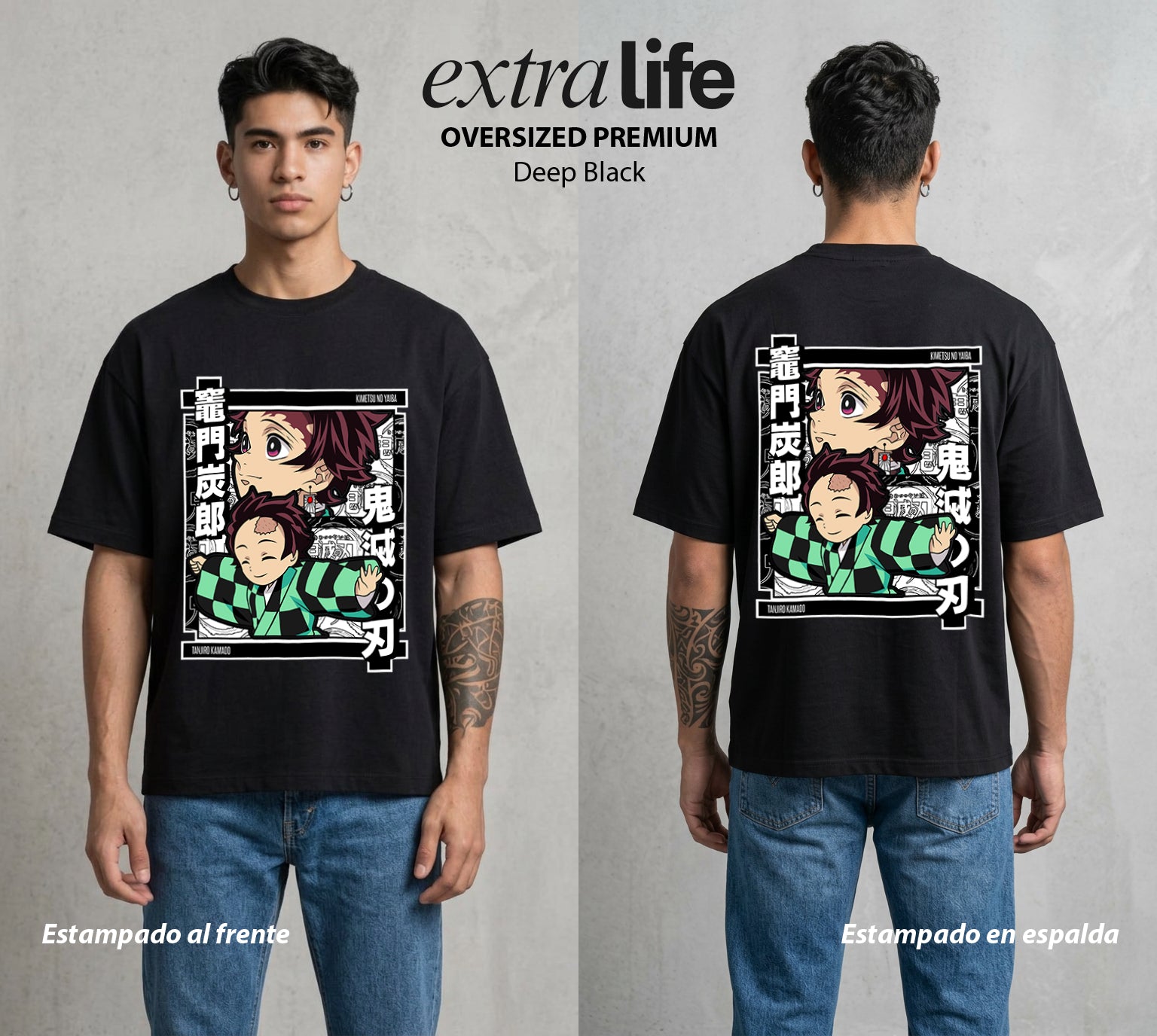 Cazadores de la Noche | El Cazador del Agua #01216 - Playera Oversized Premium | Deep Black - Foto en modelo