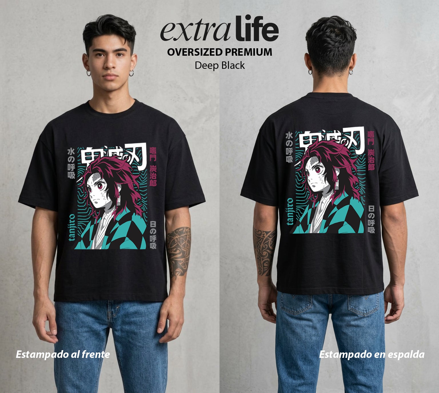 Cazadores de la Noche | El Nariz Sensible #01218 - Playera Oversized Premium | Deep Black - Foto en modelo