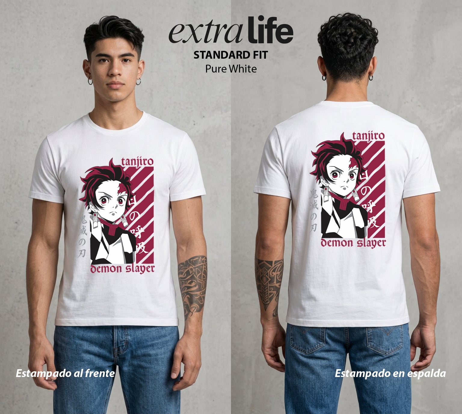 Cazadores de la Noche | Agua y Fuego del Sol #01219 - Playera Standard Fit | Pure White - Foto en modelo