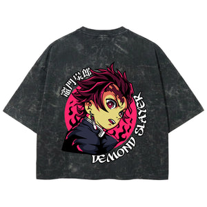Playera streetwear premium de anime y gaming ExtraLife MX, corte boxy deluxe mineral wash heavyweight en color Acid Wash, moda urbana mexicana de culto.
