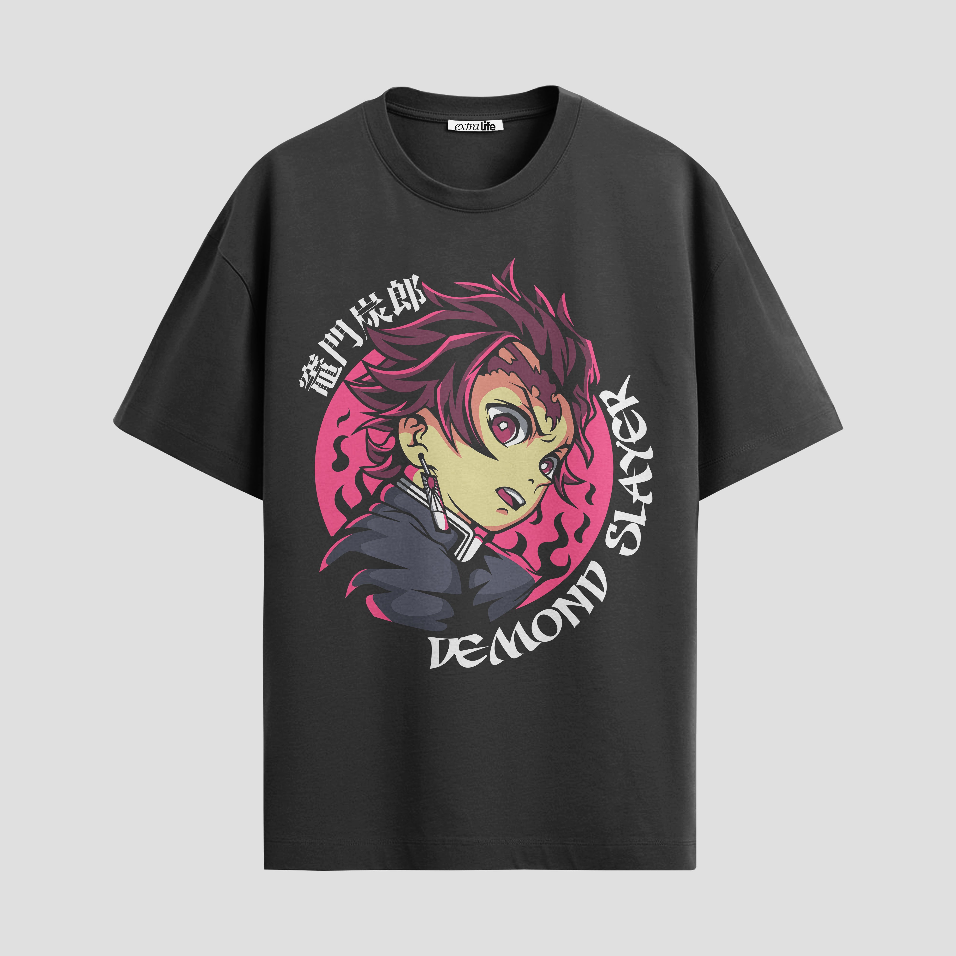 Playera urbana de anime y gaming ExtraLife MX, corte Standard Fit unisex ligero y transpirable en color Deep Black y Pure White, ropa de uso diario para gym y casual.