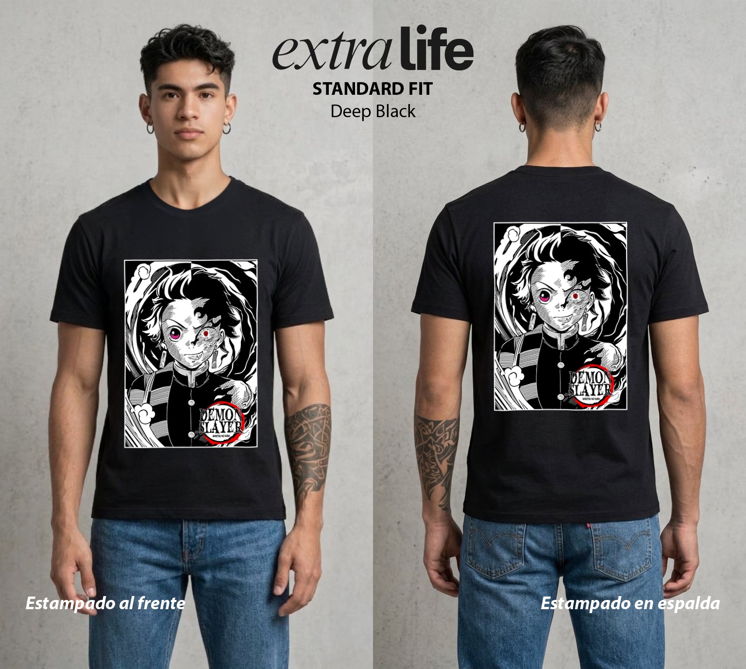 Cazadores de la Noche | El Cazador del Agua #01222 - Playera Standard Fit | Deep Black - Foto en modelo