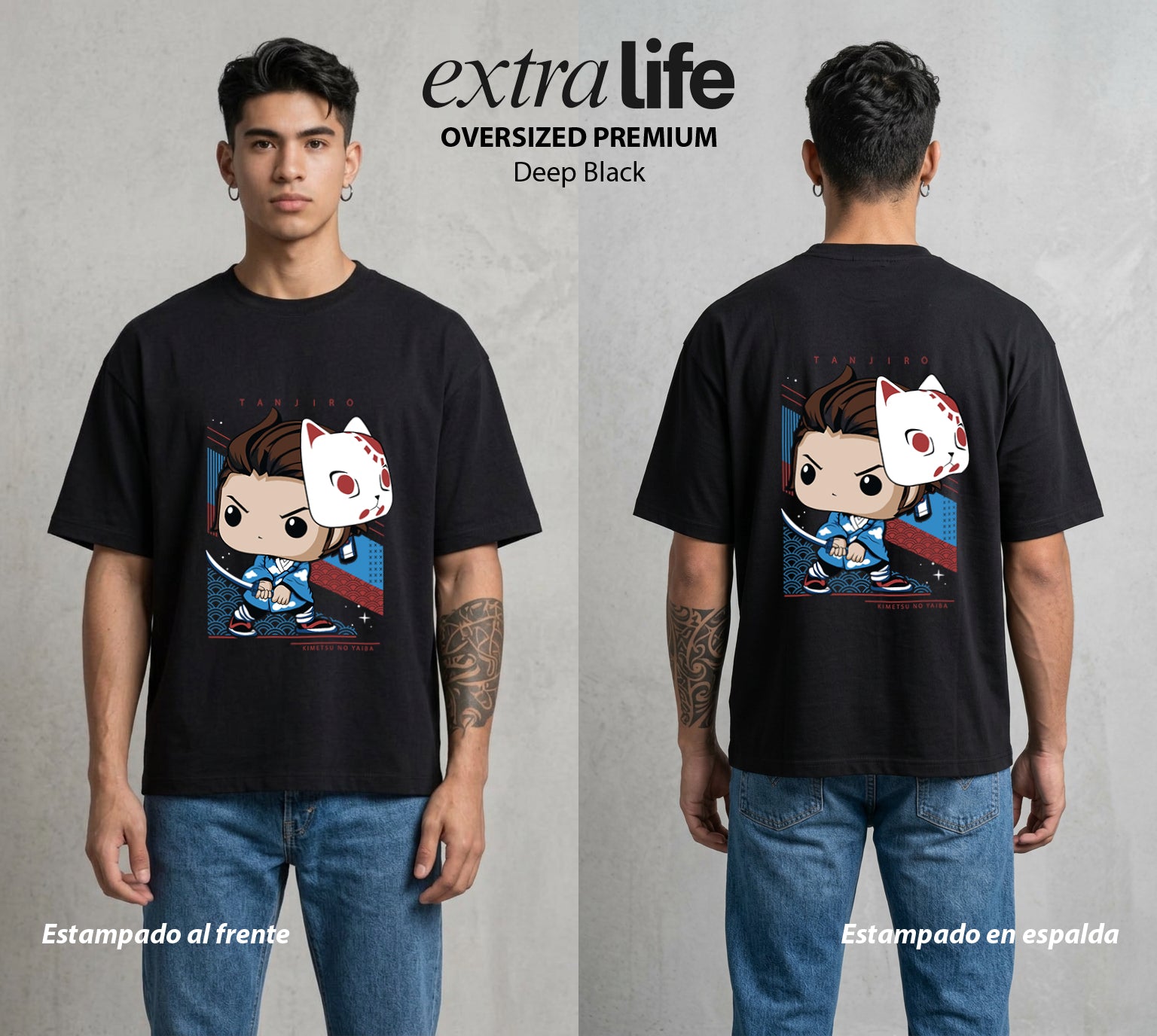 Cazadores de la Noche | El Cazador del Agua Pop Art #01224 - Playera Oversized Premium | Deep Black - Foto en modelo