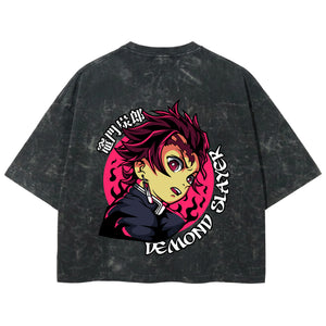 Playera streetwear premium de anime y gaming ExtraLife MX, corte boxy deluxe mineral wash heavyweight en color Acid Wash, moda urbana mexicana de culto.