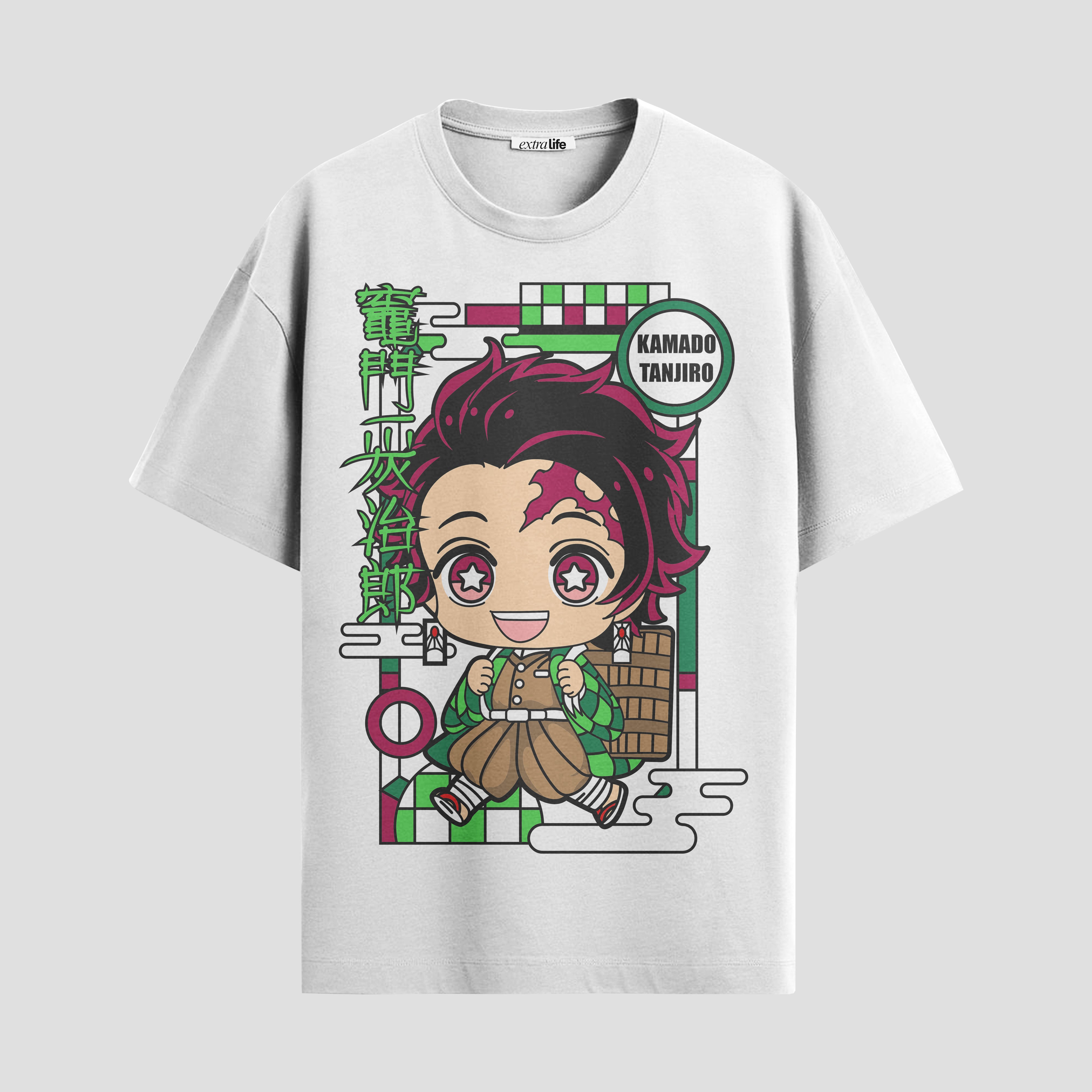 Playera urbana de anime y gaming ExtraLife MX, corte Standard Fit unisex ligero y transpirable en color Deep Black y Pure White, ropa de uso diario para gym y casual.