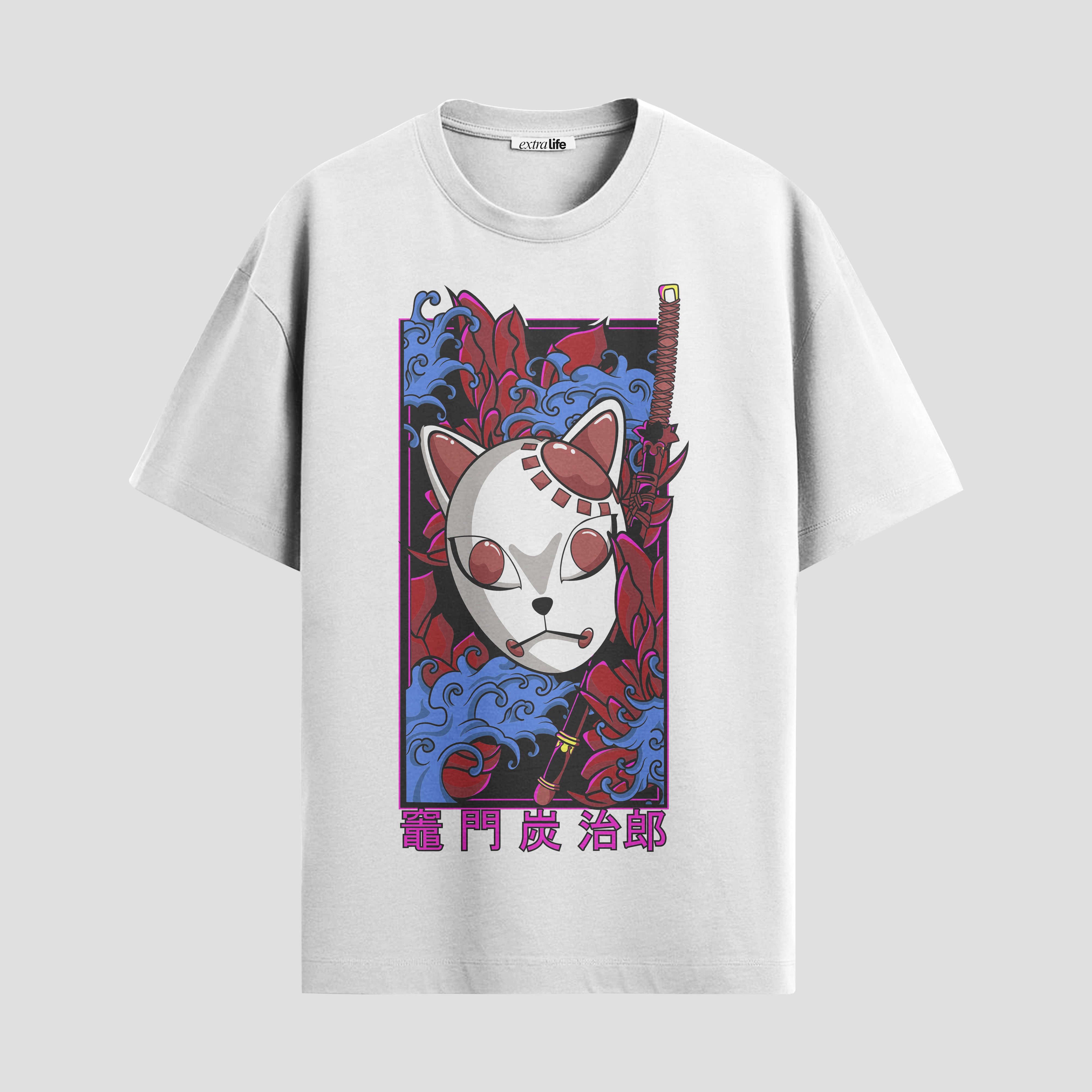 Playera urbana de anime y gaming ExtraLife MX, corte Standard Fit unisex ligero y transpirable en color Deep Black y Pure White, ropa de uso diario para gym y casual.