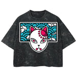 Playera streetwear premium de anime y gaming ExtraLife MX, corte boxy deluxe mineral wash heavyweight en color Acid Wash, moda urbana mexicana de culto.