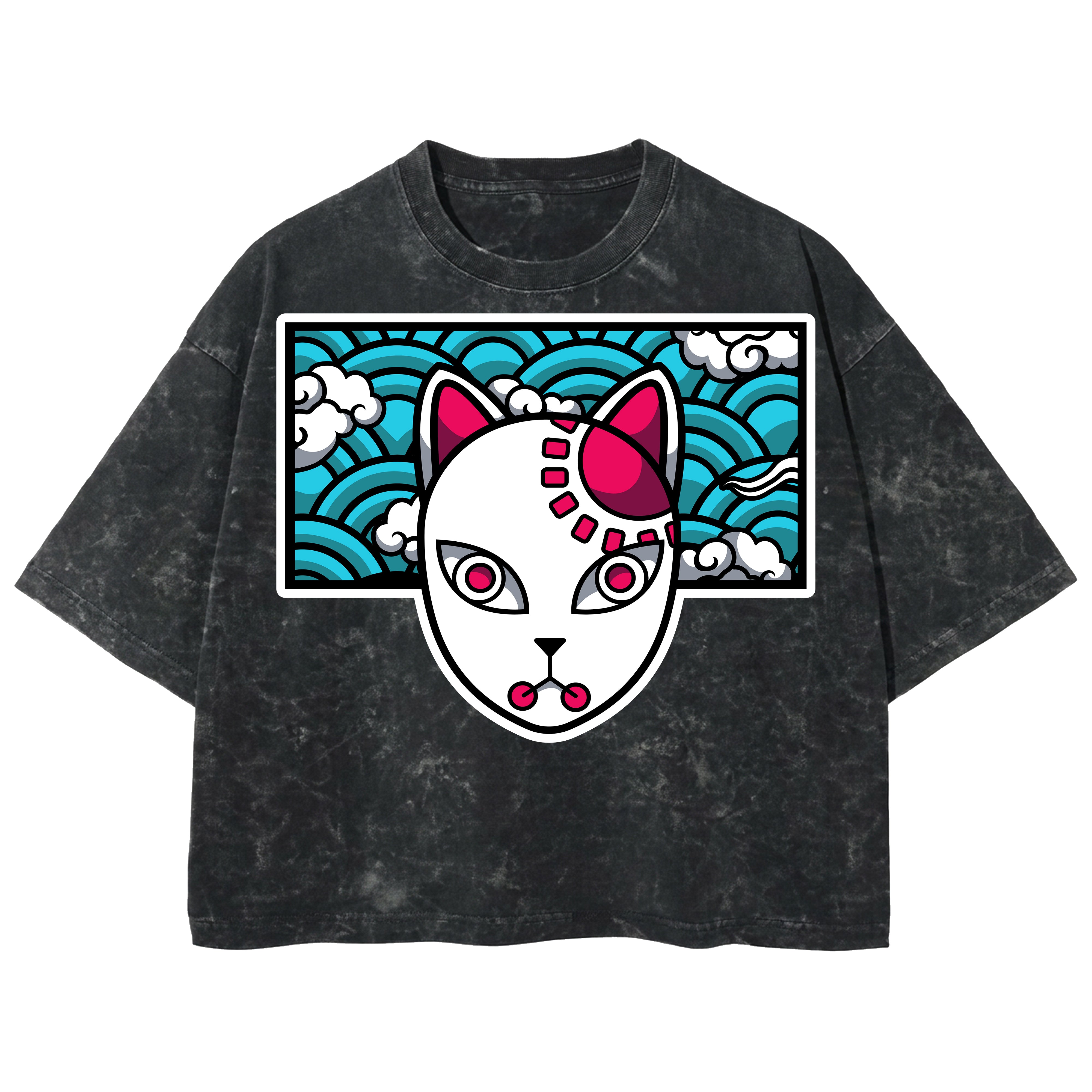 Playera streetwear premium de anime y gaming ExtraLife MX, corte boxy deluxe mineral wash heavyweight en color Acid Wash, moda urbana mexicana de culto.