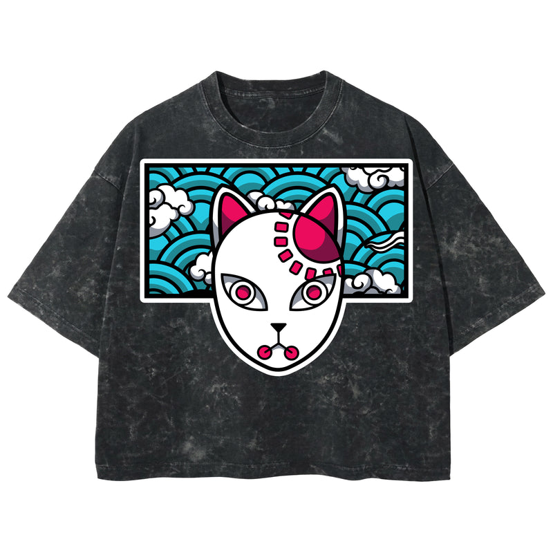 Playera streetwear premium de anime y gaming ExtraLife MX, corte boxy deluxe mineral wash heavyweight en color Acid Wash, moda urbana mexicana de culto.